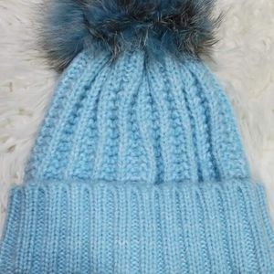 Fold it Up Fox Fur Pom Beanie from Kyi Kyi